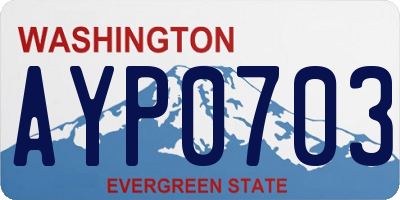 WA license plate AYP0703