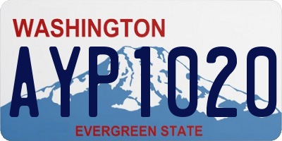 WA license plate AYP1020