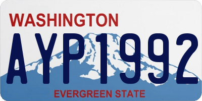 WA license plate AYP1992