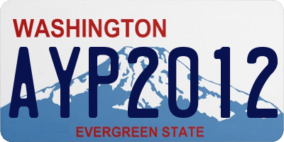WA license plate AYP2012
