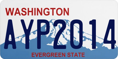 WA license plate AYP2014