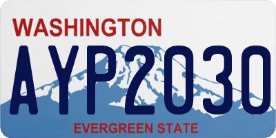 WA license plate AYP2030
