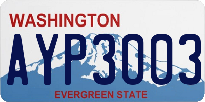 WA license plate AYP3003