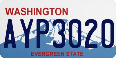 WA license plate AYP3020