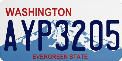 WA license plate AYP3205