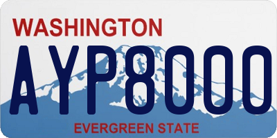 WA license plate AYP8000