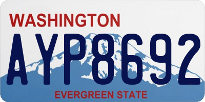 WA license plate AYP8692