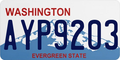 WA license plate AYP9203