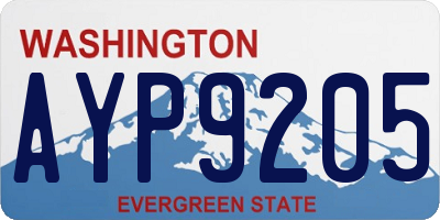 WA license plate AYP9205