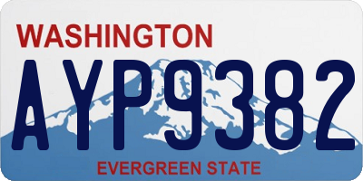WA license plate AYP9382