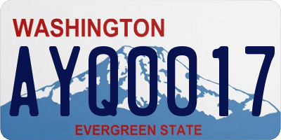 WA license plate AYQ0017