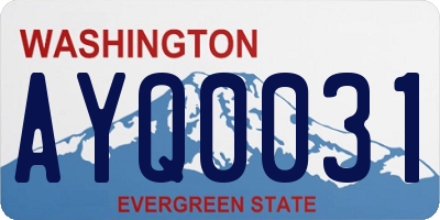 WA license plate AYQ0031