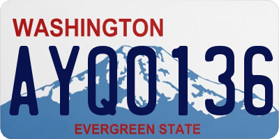 WA license plate AYQ0136