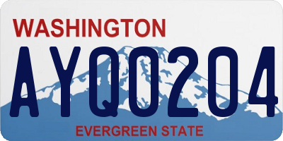WA license plate AYQ0204