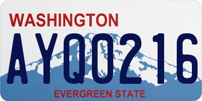 WA license plate AYQ0216