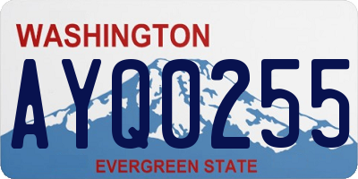 WA license plate AYQ0255