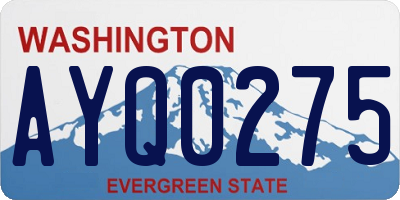 WA license plate AYQ0275