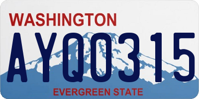 WA license plate AYQ0315