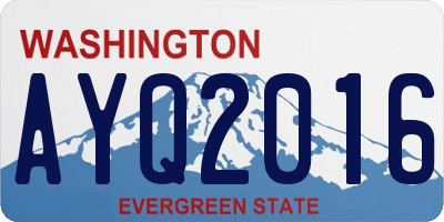 WA license plate AYQ2016