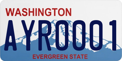 WA license plate AYR0001