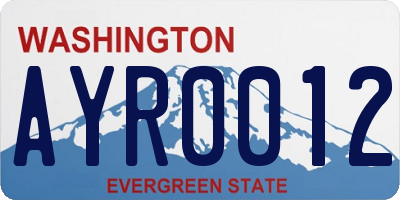 WA license plate AYR0012