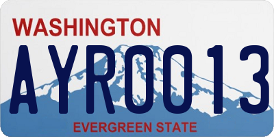 WA license plate AYR0013