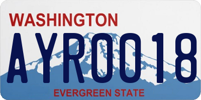 WA license plate AYR0018