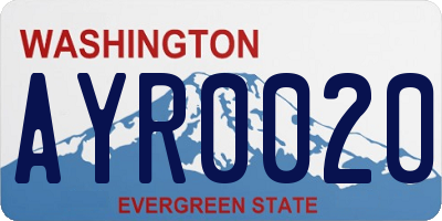 WA license plate AYR0020