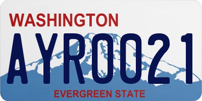 WA license plate AYR0021