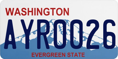 WA license plate AYR0026