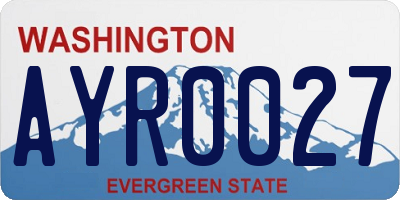 WA license plate AYR0027
