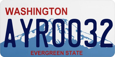 WA license plate AYR0032
