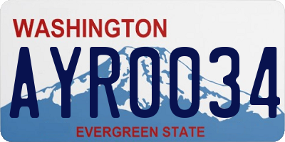 WA license plate AYR0034