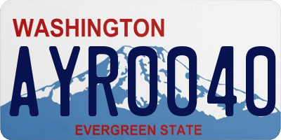 WA license plate AYR0040