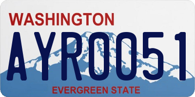 WA license plate AYR0051