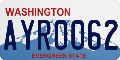 WA license plate AYR0062