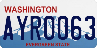 WA license plate AYR0063