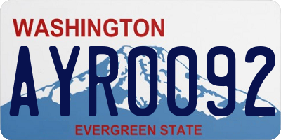 WA license plate AYR0092