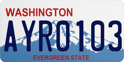 WA license plate AYR0103