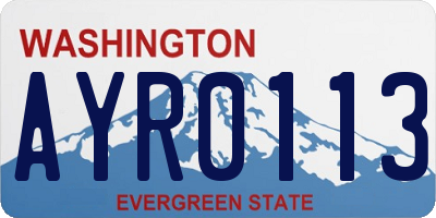 WA license plate AYR0113