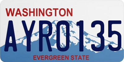 WA license plate AYR0135