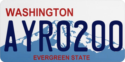 WA license plate AYR0200