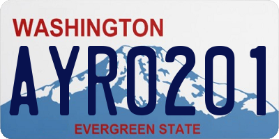 WA license plate AYR0201