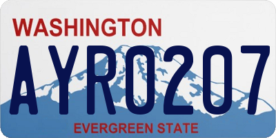 WA license plate AYR0207