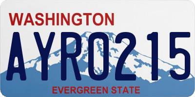 WA license plate AYR0215