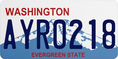 WA license plate AYR0218