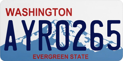 WA license plate AYR0265