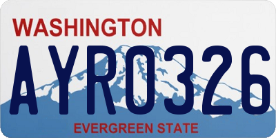 WA license plate AYR0326