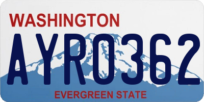 WA license plate AYR0362