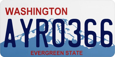 WA license plate AYR0366